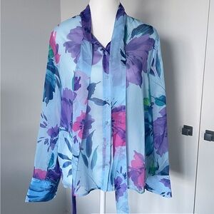Floral Blue and Purple Women's Top